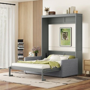 Streamdale Queen Size Murphy Bed Wall Bed with Cushion,Gray - 1 of 4