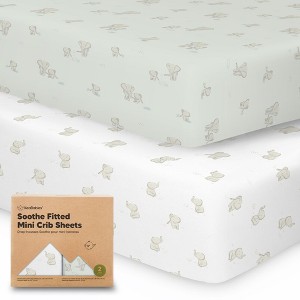 KeaBabies Mini Crib Sheets for Baby Girls, Boys, 2-Pack Soothe Pack and Play Sheets Fitted, Organic Pack N Play Mattress Sheet - 1 of 4
