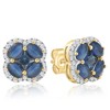 Pompeii3 2 1/4Ct Blue Sapphire & Diamond Halo Studs Lab Created Yellow Gold 10.5mm Earrings - 2 of 4