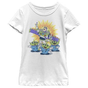 Girl's Toy Story Buzz Lightyear and Aliens T-Shirt - 1 of 4