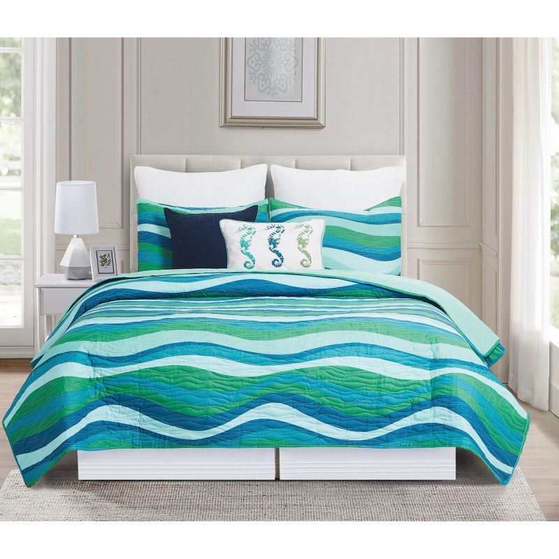 C&F Home Seawaves Coastal Beach Quilt Set - Reversible and Machine Washable, 2 of 8