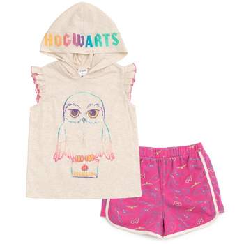 Harry Potter Hedwig Owl Girls Tank Top Dolphin and French Terry Shorts Little Kid to Big Kid 