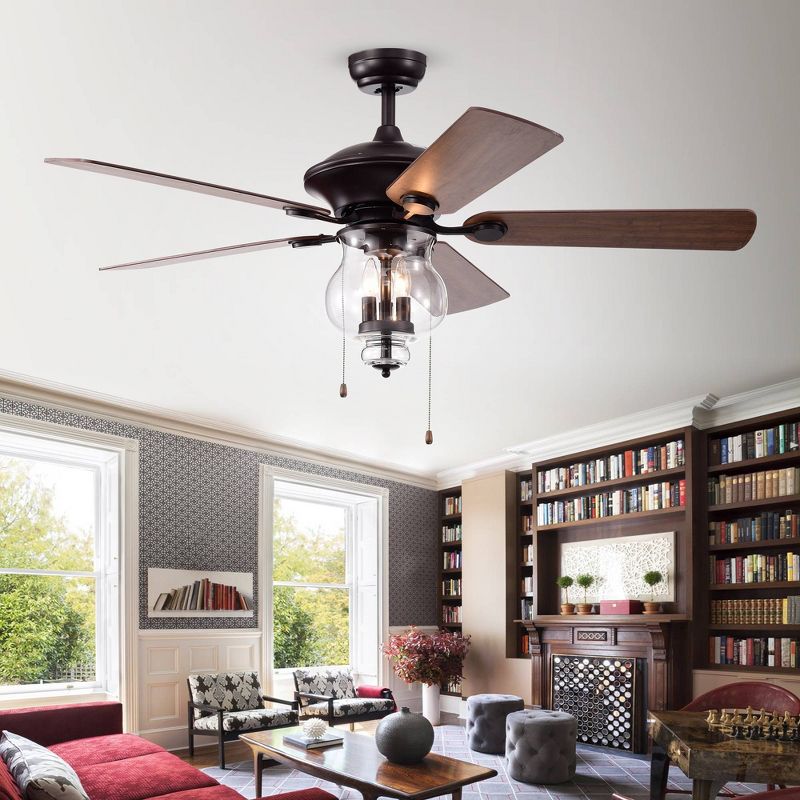 52&#34; x 52&#34; x 22&#34; 5-Blade Topher Lighted Ceiling Fan with Clear Glass Shade Brown - Warehouse Of Tiffany, 3 of 6