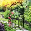 Metal Garden Arch with Gate 79.5" Wide x 86.6" High Climbing Plants Support Rose Arch Outdoor Black - 3 of 4