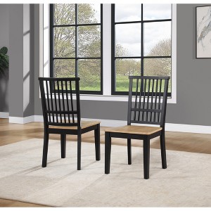 Asian Hardwood Solids Side Chair (Set of 2) with Shaped Wooden Seat, Corner-Blocked Construction, and Plastic Glides - 1 of 4