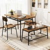 Resenkos Kitchen Table and Chairs Sets,Dining Table Set,4 Piece Dining Table Set for 4 Metal Frame with Bench and 2 Chairs-Brown - 2 of 4