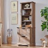 Farmhouse Bookshelf with 2 Large File Drawers, 72" Tall Bookcase with Storage,  4 Tier Rustic Wood Bookshelf for Home, Living Room - 2 of 4