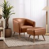 Accent Chair with Ottoman Modern Barrel Chair Footrest Mid Century Upholstered Armchair for Living Room Bedroom Office - 2 of 4