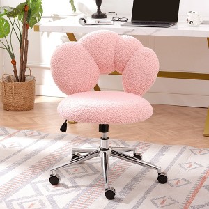 Okak Teddy Home Office Desk Chairs, Soft Swivel Chair with Adjustable Height and Metal Base, Criss Cross Chair for Office, Home - 1 of 4