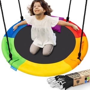 SereneLife 40" Saucer Swing with Handles, Pillow, Hanging Kit, and Carry Bag - Indoor/Outdoor Use - 1 of 4