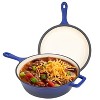 Dexmalle 3QT Dutch Oven + 1.5QT Skillet Blue Enameled Cast Iron Pot with Lid Set - 3 of 4