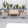 4-Piece Boho Patio Furniture Set with Handmade Rope Weave, Acacia Wood Table, OLEFIN Cushions, and Metal Frame - 4 of 4