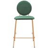 Counter Stool 39" H – Velvet Upholstery in Green & Gold Finish – Modern Stackable (Set of 2) By Zuo Modern - 4 of 4
