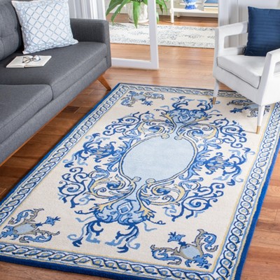 Empire Blue and Ivory Hand-Tufted Wool Area Rug