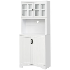 NicBex 70 Inch Tall Kitchen Pantry Storage Cabinet with 4 Doors and Microwave Space for Dining Room,Bathroom,Kitchen,White - 1 of 4