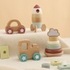 Freniland - Wooden Stacking Rocket & Vehicles Toy Set, 4 Piece Developmental Gift Box for 10M+ Toddlers - 2 of 4