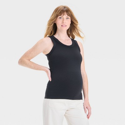 Athleisure Seamless Maternity Tank Top - Isabel Maternity by Ingrid & Isabel™ Black M: Lightweight Sleeveless Pullover, Crew Neck,
