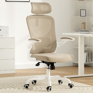 Ridstar Home Ergonomic Office Chair with Headrest, Armrests & Adjustable Backrest-Khaki - 1 of 4