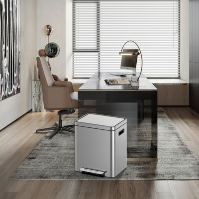 （20L/18L/15L）*2 Stainless Steel Dual Step-on Trash Can Recycling Bin with Soft-Close Lids & Removable Plastic Inner Buckets for Kitchen, Home, Office