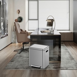 （20L/18L/15L）*2 Stainless Steel Dual Step-on Trash Can Recycling Bin with Soft-Close Lids & Removable Plastic Inner Buckets for Kitchen, Home, Office - 1 of 4