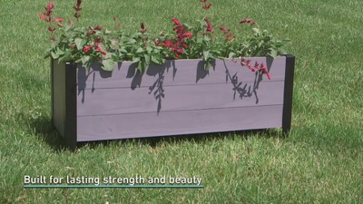 Gray Acacia Wood Raised Garden Bed Planter Box with Removable Bag