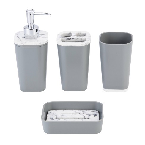 4pc Sedona Stone Resin Sand Effect Bath Accessory Set - Grey