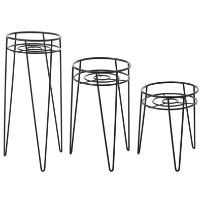 mDesign Midcentury Modern Plant, and Succulent Stand. Set of 3 Pack - Black