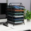 Mind Reader Metal 6-Tier Paper Tray Desktop Organization Set: Black Desk Organizer for Office Supplies - 2 of 4