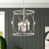 Vintage White Floral Cage Chandelier, 4-Light Farmhouse Pendant Lighting Fixture for Girls Room or Foyer - 2 of 4