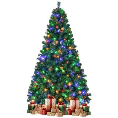 SUGIFT 7.5ft Pre-Lit Artificial Christmas Tree with 400 Multi-Color LED Lights and 1405 PVC Branch Tips