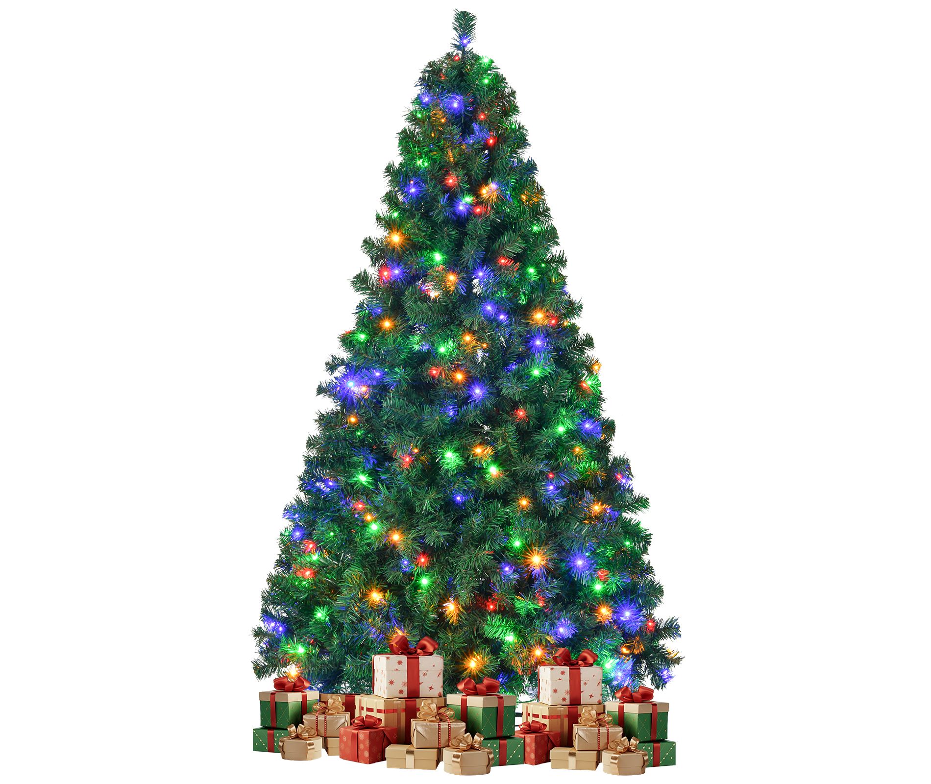 SUGIFT 7.5ft Pre-Lit Artificial Christmas Tree with 400 Multi-Color LED Lights and 1405 PVC Branch Tips
