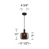 Possini Euro Design Janna 7 1/2" Modern Pendant Ceiling Light Fixture Dining Room Over Table Hanging Brown Matte Coffee Finish Espresso Glass Mini - 4 of 4