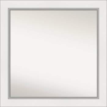32" x 32" Non-Beveled Eva White Silver Wall Mirror - Amanti Art