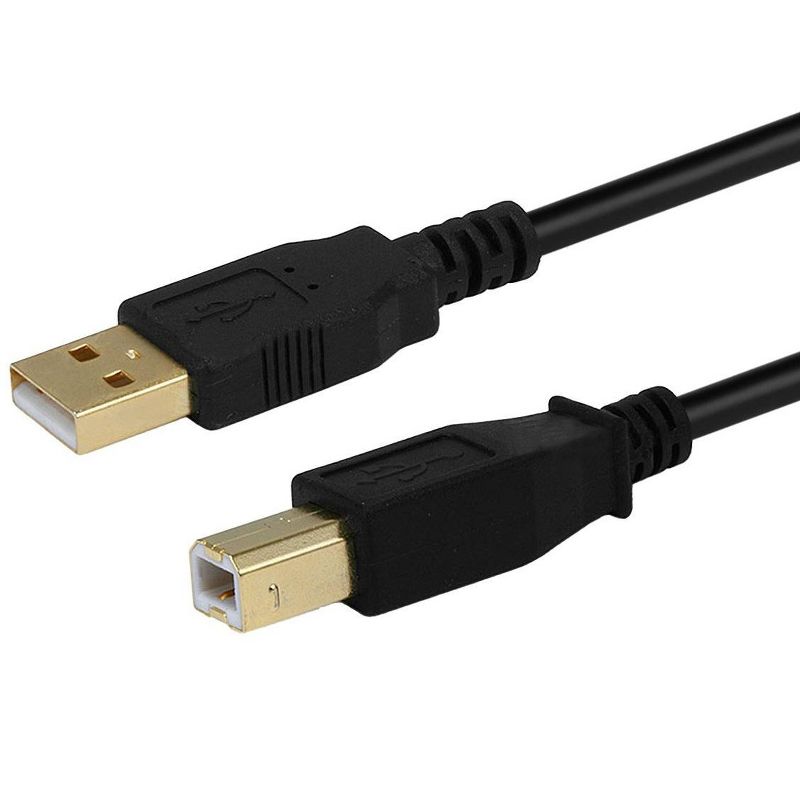 Monoprice USB 2.0 Cable - 6 Feet - Black | USB Type-A Male to USB Type-B Male, 28/24AWG with Ferrite Core, Gold Plated, 1 of 7
