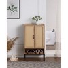 TiramisuBest Shoe Cabinet with Rattan Doors, 5-Tier Wooden Shoe Rack Organizer with Open Shelves, Entryway Hallway Storage, Natural & Black - 3 of 4