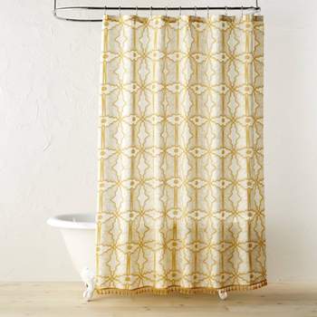 BSDHOME Moroccan Quatrefoil Mustard Yellow Bathroom Shower Curtain 36x72  inches 