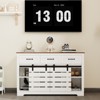MAYEERTY Sideboard Buffet Srtorage Cabinet with 3 Drawers 2 Sliding Barn Doors 2 Adjustable Shelves White for Dining Room Kitchen - 2 of 4
