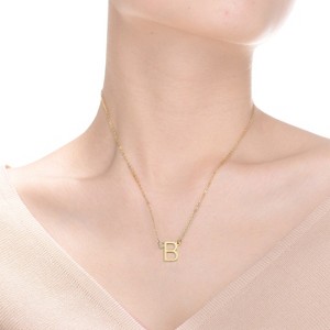 Stylish 14k gold plated initial necklace adorned with sparkling cubic zirconia for a personalized and elegant touch. - 1 of 2