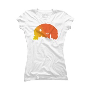 Junior's Design By Humans Halloween witch silhouette By InfaredDesigns T-Shirt - 1 of 3