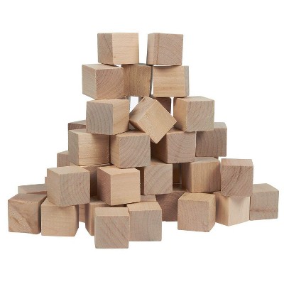 Juvale 1 inch Wooden Cubes, Small Unfinished Wood Square Stacking Blocks for Arts and Crafts, DIY Jigsaw Puzzles, Game Piece, Toys, 50pc