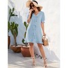 Women's V Neck Puff Sleeve Mini Dress Bow Detail Flowy Summer Party Dress Casual Sundress - 4 of 4