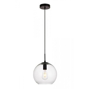 Elegant Lighting Placido Collection Pendant D9.8 H9.8 Lt:1 Black and Clear Finish - 1 of 4