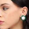 SOHI Women's Emerald Green Enamel Pearl Stud Earrings - 4 of 4