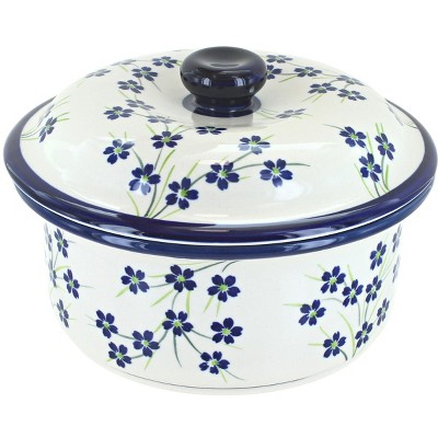 Blue Rose Polish Pottery 887 Zaklady Round Baker with Lid