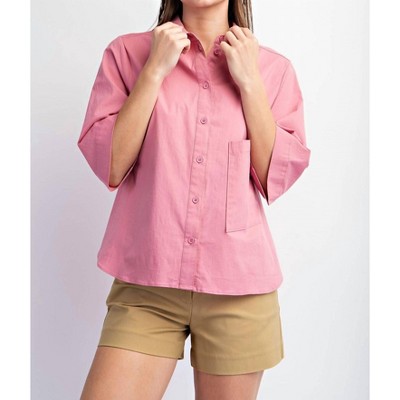 Women's Stretch Poplin Button Down Top - Easel