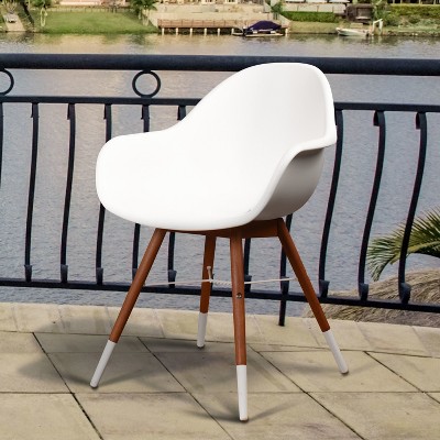 4pc Metz Eucalyptus/Resin Patio Dining Armchair Set White - Amazonia