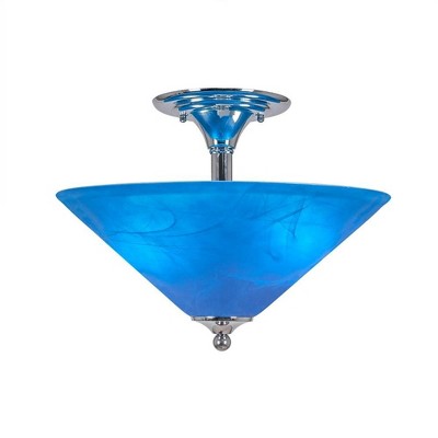 Toltec Lighting Any 2 - Light Flush Mount in  Chrome with 16" Blue Italian Shade