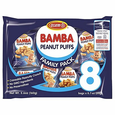 Osem Bamba Peanut Snacks For Families - All Natural Peanut Puffs Family Pack (Pack of 8)