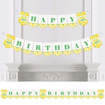 Big Dot of Happiness So Fresh - Lemon - Citrus Lemonade Birthday Party Bunting Banner - Birthday Party Decorations - Happy Birthday