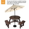 6-Person Wooden Picnic Benches, Outdoor Round Table with Umbrella Hold Design for Patio - 4 of 4